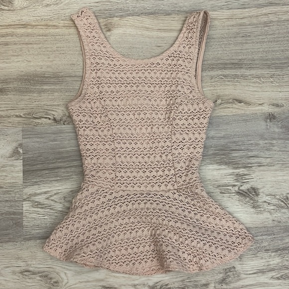 a’gaci Pale Pink Crochet Look Stretchy Sleeveless Fit & Flare Tank Top Small - Picture 4 of 10